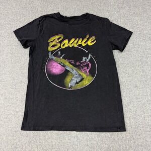 David Bowie | Graphic T-Shirt | XS | Black | Metallic Studded Rock Music Tee